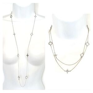 Sterling Silver & 14K Yellow Gold Quatrefoil Blossom Flower Necklace!